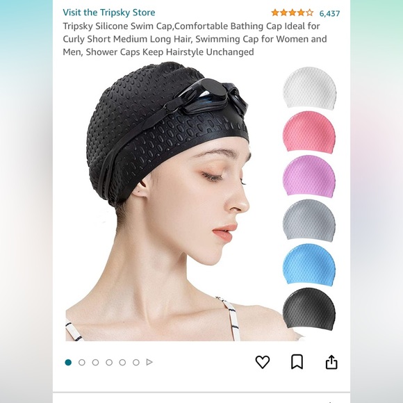 Set of 5 swim caps. New and unopened. All are black. - Picture 3 of 4